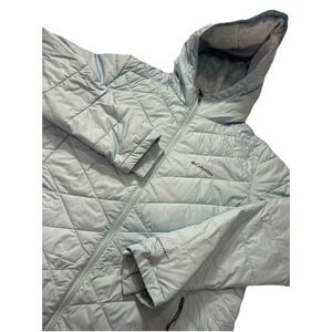 Columbia Omni-Heat Packable Long Hooded Jacket Seafoam Blue Women's XXL 2way Zip